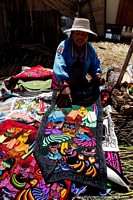 High quality hand woven wall hangings for sale at Summa Willjta Island, Lake Titicaca in Puno. Peru, South America.