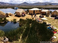 Tour of the floating reed islands of Lake Titicaca, see how the people live here, Puno. Peru, South America.