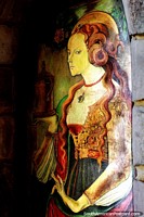 An ancient queen in delicate and elegant dress, castle in Lamas. Peru, South America.