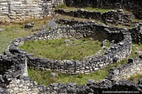 The base of the ruins of a large round building at Kuelap, Chachapoyas. Peru, South America.