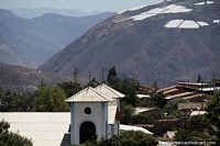 Beautiful view in Caraz from the Tumshukayko ruins, church and mountains. Peru, South America.