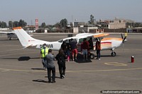 Aeroporto de Nazca, venha aqui para comprar um voo sobre as Linhas de Nazca. Peru, América do Sul.
