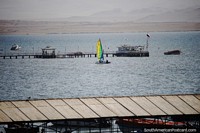 Sailboat in the waters, a good wind in Paracas. Peru, South America.