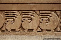 Walls of the Chimu city called Chan Chan with animal figures, Trujillo. Peru, South America.
