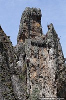 An iconic rock form in the shape of a head at Cumbemayo, Cajamarca.