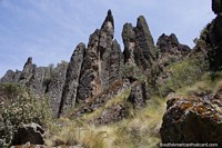 Group of rocks stand together like candlesticks at Cumbemayo in Cajamarca. Peru, South America.