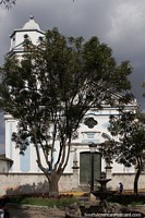 Inmaculada Concepcion monastery, blue and white church in Cajamarca. Peru, South America.