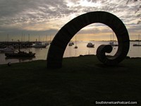 An artwork in the area of the Carmen Bastion looking out to the river in Colonia. Uruguay, South America.
