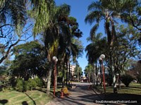 Plaza 19 de Abril, the main square in Tacuarembo. Uruguay, South America.
