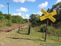The railtrack leading to Valle Eden Station and the Carlos Gardel Museum in Tacuarembo. Uruguay, South America.