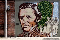 Mural of Jose Artigas made from tiles made by Nestor Medrano (from Gualeguay) in Paysandu. Uruguay, South America.