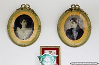Pair of women, antique photos in oval frames, municipal museum in Treinta y Tres. Uruguay, South America.