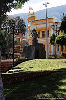 Plaza Bolivar with monument and government buildings in La Grita.