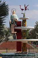 Giant statue of San Fernando and an artistic ceramic fountain in San Fernando de Apure.
