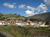 Community and houses surrounded by hills around Mucuchies, Merida. Venezuela, South America.