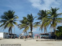 The outdoor restaurants beside the beach at La Restinga on Isla Margarita. Venezuela, South America.
