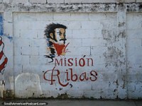 Misión de Ribas, mural en la pared de hombre famoso en Porlamar, Isla Margarita. Venezuela, Sudamerica.