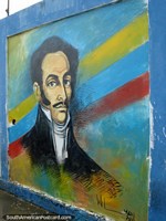 Simon Bolivar wall mural on the street in Juan Griego, Isla Margarita. Venezuela, South America.