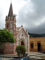 A pink church around La Asuncion, Isla Margarita. Venezuela, South America.
