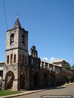 The church Iglesia Santa Elena is made of stone and has archways and statues. Venezuela, South America.
