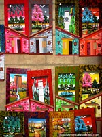 Larger version of 3 dimensional wall hangings with house and scenery in El Tintorero.