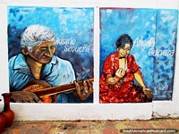 Wall mural in El Tintorero of guitarist Rosario Sequera and Angela Guevara.