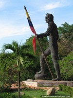 South America's biggest statue of Simon Bolivar in Ciudad Bolivar. Venezuela, South America.