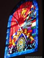 A stained glass window at the Barcelona cathedral. Venezuela, South America.