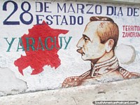 Pintura mural de ilustraciones de Yaracuy cerca de la estación de autobuses en San Felipe. Venezuela, Sudamerica.