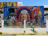 Mural assombroso de 3 carateres mais interessantes em volta de Colina, perto de Coro. Venezuela, América do Sul.