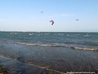 Kitesurfing off the south beach in Adicora.