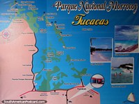Map of the islands and beaches of Morrocoy National Park. Venezuela, South America.