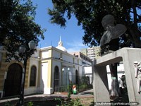 Plaza, church and bust in Barquisimeto near the markets. Venezuela, South America.