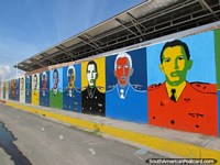 Mural do presidente Hugo Chavez como um jovem em Barinas, wow! Venezuela, América do Sul.