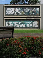 Eduardo Ali Rangel e Luis Fadul Hernandez, quadros murais de poetas em Poets Square em Barinas. Venezuela, América do Sul.