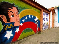 Pintura mural de la pared de Simon Bolivar en Timotes. Venezuela, Sudamerica.