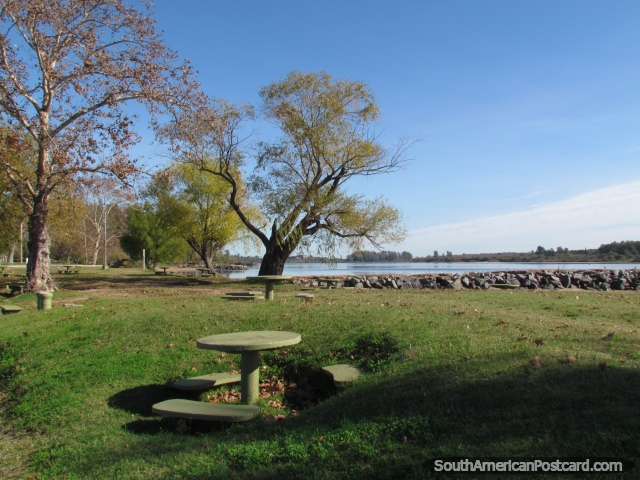 Scenic and peaceful park  beside the river - Port Island in Mercedes. (640x480px). Uruguay, South America.
