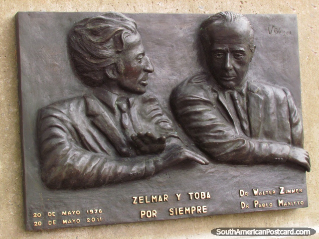 Zelmar y Toba por siempre, placa en Colonia del Sacramento. (640x480px). Uruguay, Sudamerica.