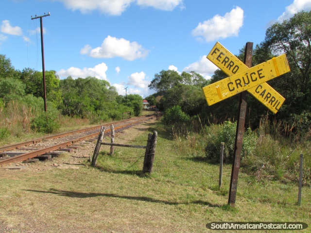 The railtrack leading to Valle Eden Station and the Carlos Gardel Museum in Tacuarembo. (640x480px). Uruguay, South America.