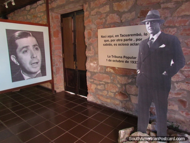Life size photo cut-out of Carlos Gardel at the museum in Tacuarembo. (640x480px). Uruguay, South America.