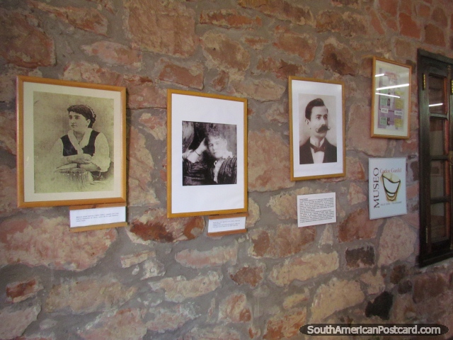 Photos displayed at Museo Carlos Gardel of his parents and family, Tacuarembo. (640x480px). Uruguay, South America.