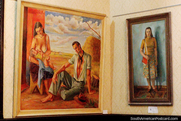 Pintura al leo sobre lienzo de 1944 llamada La Tregua por Teodoro Bourse Herrera, museo de bellas artes, Salto. (720x480px). Uruguay, Sudamerica.