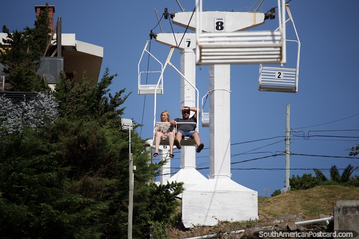 Chairlift up Cerro San Antonio (hill), for spectacular panoramic views of the whole area in Piriapolis. (720x480px). Uruguay, South America.