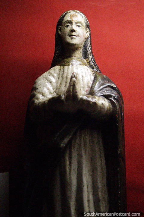 Virgin Inmaculada, religious ceramic work at Mazzoni Museum in Maldonado. (480x720px). Uruguay, South America.