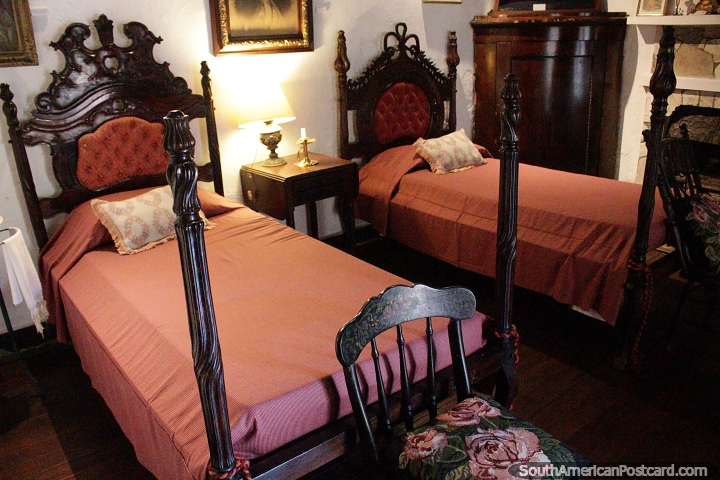 Antique beds and furniture from the former house of Professor R. Francisco Mazzoni (1883-1978), museum in Maldonado. (720x480px). Uruguay, South America.