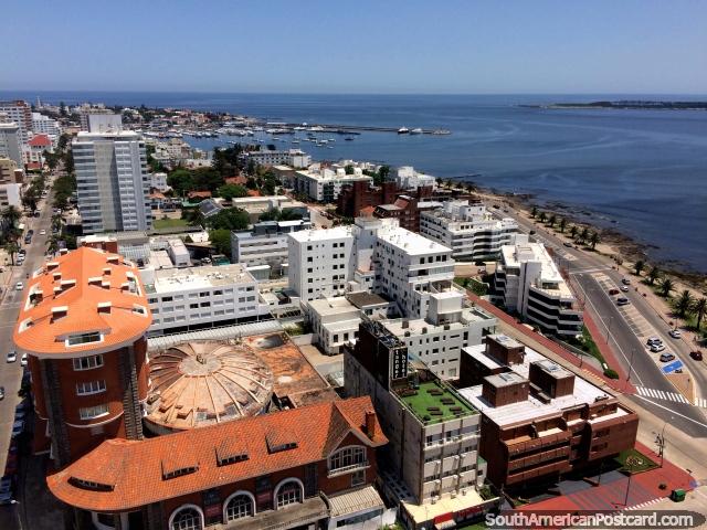 Punta do Este, que olha em direção a marina de iate e ponto, examina da vigia de La Vista. (640x480px). Uruguai, América do Sul.