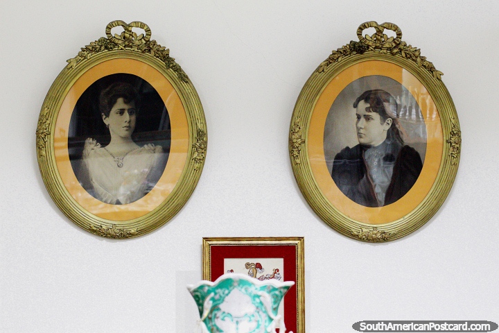Pair of women, antique photos in oval frames, municipal museum in Treinta y Tres. (720x480px). Uruguay, South America.