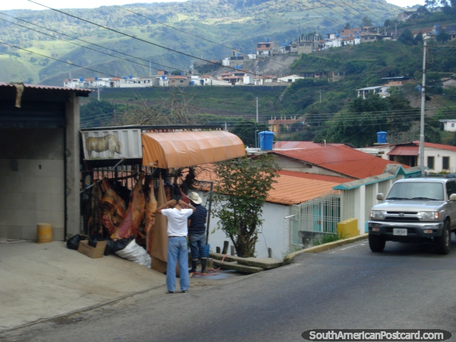 Fresh meat for sale between San Antonio and San Cristobal. (640x480px). Venezuela, South America.