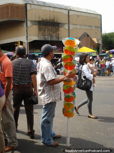 Lollypops for sale in San Cristobal street. (480x640px). Venezuela, South America.