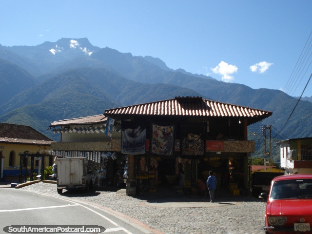Transandina road out of Merida, township with mountains in the background. (640x480px). Venezuela, South America.